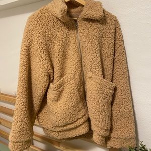 Brown warm fluffy jacket